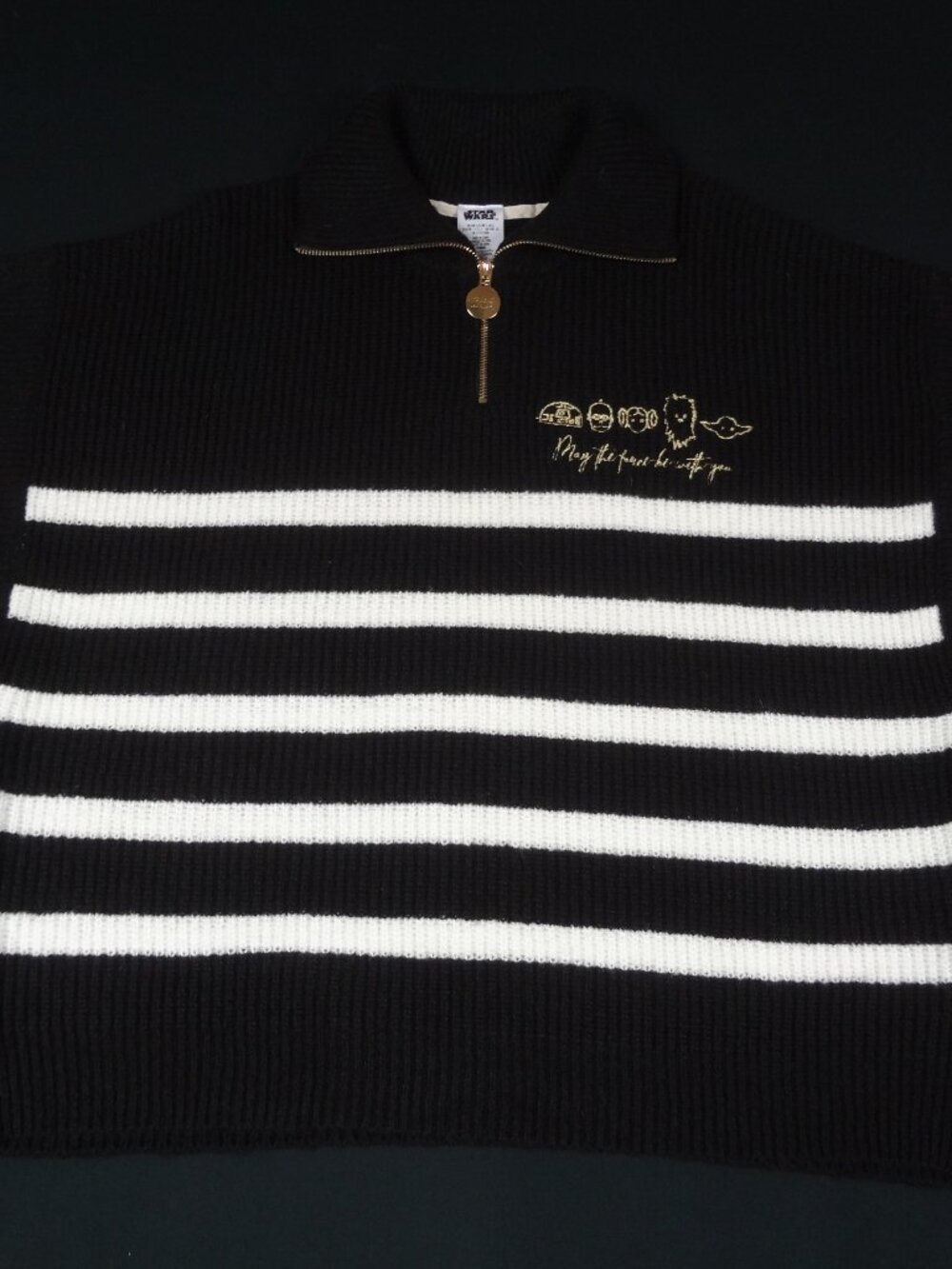 DISNEY STAR WARS SWEATER KNIT VEST MAY FORCE BE WITH YOU BLACK WOMENS LARGE L637